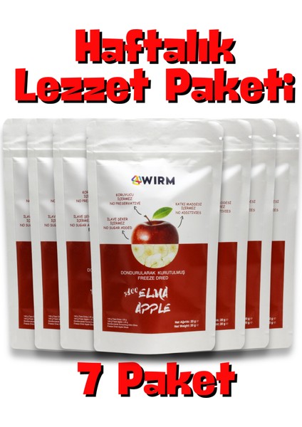 7'li Paket | Freeze Dried Elma 20 gr| Dondurularak Kurutulmuş Elma