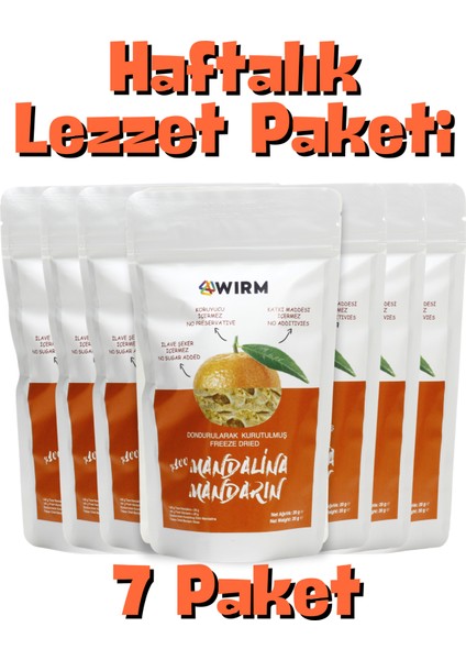 7'li Paket Freeze Dried Mandalina 20 gr | Dondurularak Kurutulmuş Meyve | Freeze Dry Meyve Kurusu