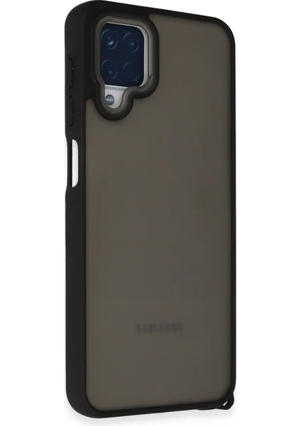 Denza Case Samsung Galaxy M12 Kılıf Kenarları Renkli Çıkıntılı Kapak - Siyah