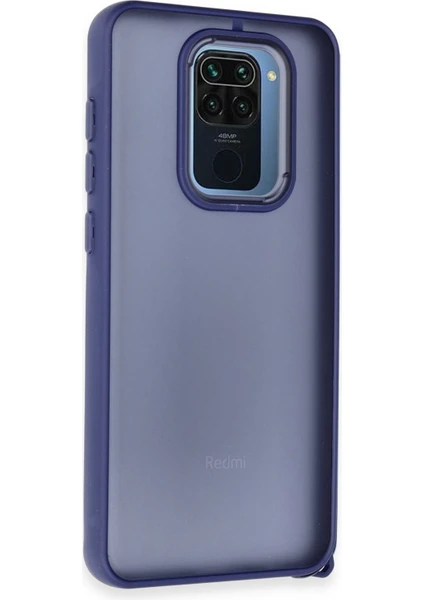 Denza Case Xiaomi Redmi Note 9 Kılıf Kenarları Renkli Çıkıntılı Kapak - Lacivert