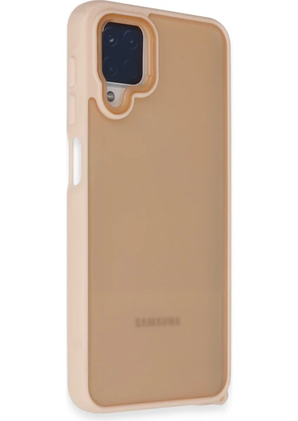 Denza Case Samsung Galaxy M12 Kılıf Kenarları Renkli Çıkıntılı Kapak - Pudra