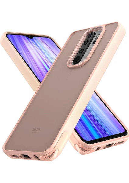 Denza Case Xiaomi Redmi Note 8 Pro Kılıf Kenarları Renkli Çıkıntılı Kapak - Pudra