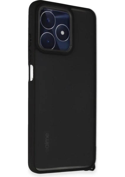 Denza Case Realme C53 Kılıf Kenarları Renkli Çıkıntılı Kapak - Siyah