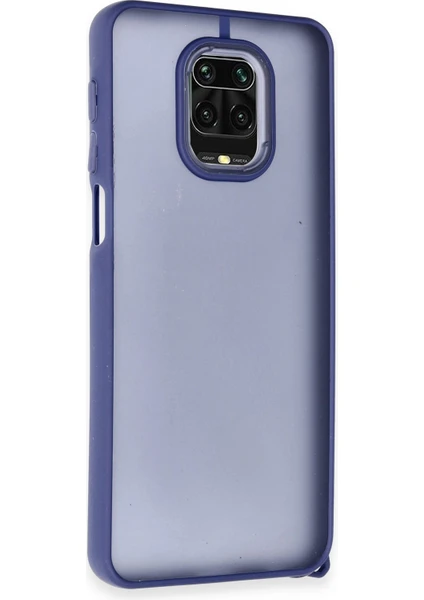 Denza Case Xiaomi Redmi Note 9s Kılıf Kenarları Renkli Çıkıntılı Kapak - Lacivert