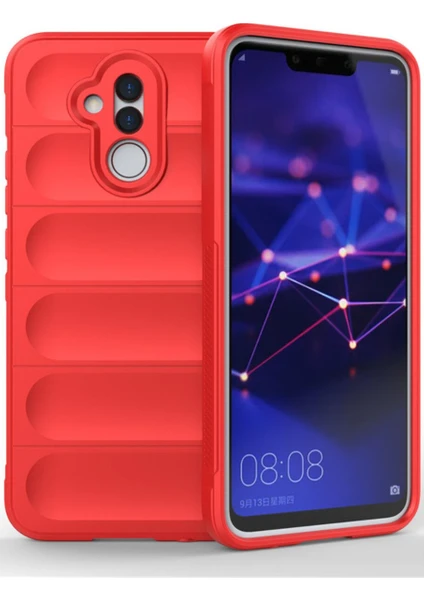 Denza Case Huawei Mate 20 Lite Kılıf Arkası Bombeli Silikon Kapak - Kırmızı