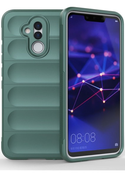 Huawei Mate 20 Lite Kılıf Arkası Bombeli Silikon Kapak - Koyu Yeşil