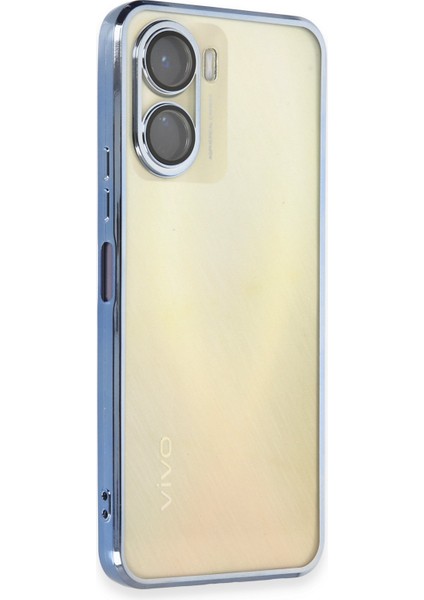 Denza Case Vivo Y16 Kılıf Kenarları Renkli Kamera Çıkıntılı Kapak - Açık Mavi