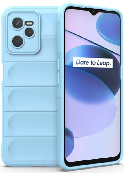 Denza Case Realme C35 Kılıf Arkası Bombeli Silikon Kapak - Sky Blue