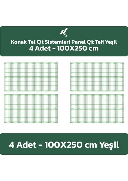 ÇİT SİSTEMLERİ 4 ADET PANEL ÇİT TELİ 100 X 250 CM