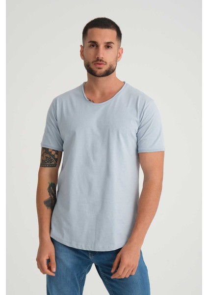 Erkek Pis Yaka %100 Pamuk Salaş T-Shirt