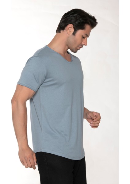 Erkek Pis Yaka Pamuk Salaş T-Shirt