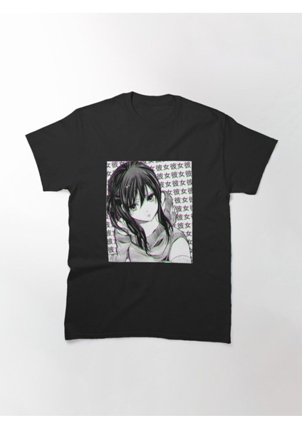 Zoka Wear Bol Kalıp Girlfriend (Black And White) - Sad Japanese Anime Aesthetic Tasarım Baskılı T-Shirt