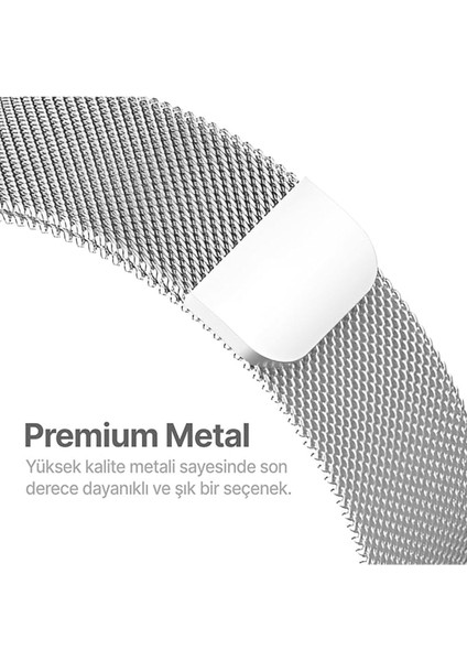Samsung Galaxy Watch 42mm (20mm) KRD-12 Akıllı Saat Kordonu Metal Örgü Hasır Kordon Kayış Bileklik Gümüş
