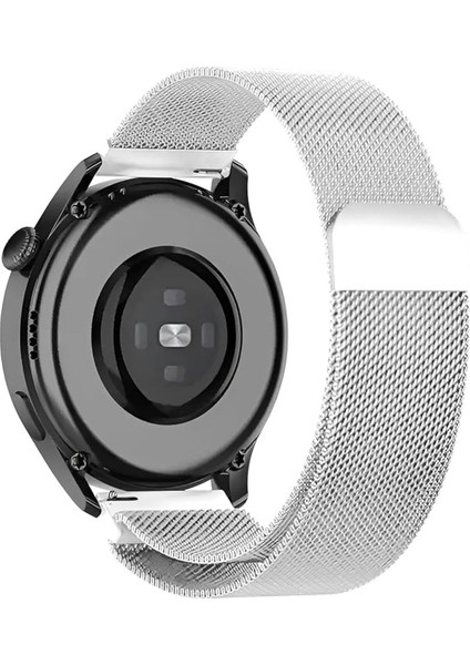 Samsung Galaxy Watch 42mm (20mm) KRD-12 Akıllı Saat Kordonu Metal Örgü Hasır Kordon Kayış Bileklik Gümüş
