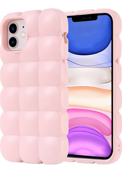 iPhone Uyumlu 11 Kılıf Parlak Esnek Silikon Htstore Dom Dom Kapak-Pembe
