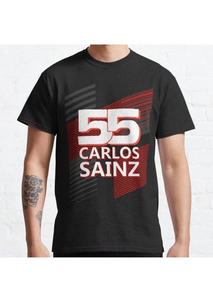 Zoka Wear Bol Kalıp Unisex Carlos Sainz 55 Tasarım Baskılı Tshirt