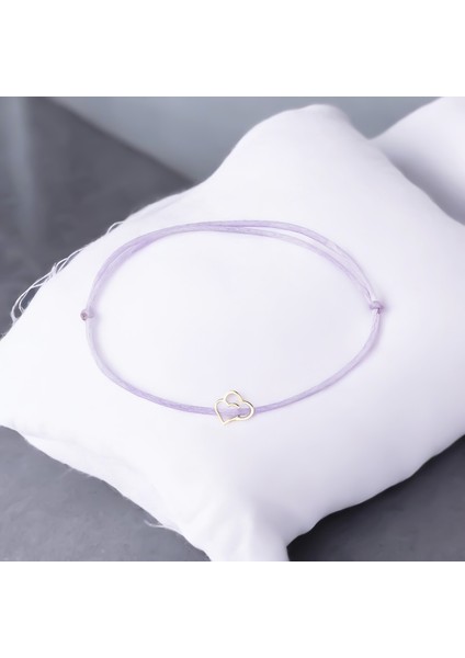 Altın Kalpli Ipli Bileklik