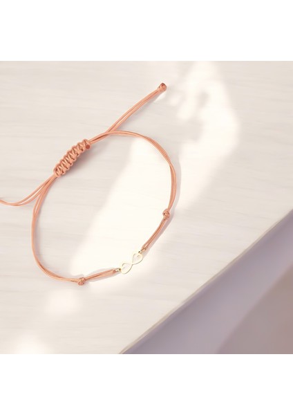 Altın Kalpli Sonsuzluk Ipli Bileklik