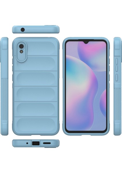 Xiaomi Redmi 9A Kılıf Arkası Bombeli Silikon Kapak - Sky Blue