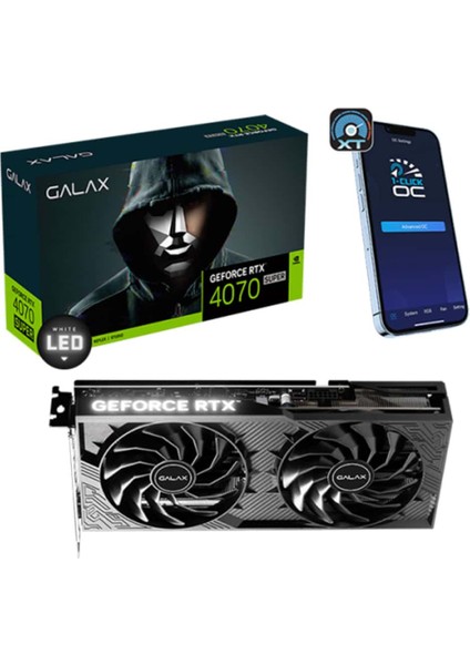 GALAX GeForce RTX 4070 SUPER 1-Click OC 2X V2 12GB GDDR6X 192 Bit DLSS 3 Ekran Kartı (47SOM7MDABCD)