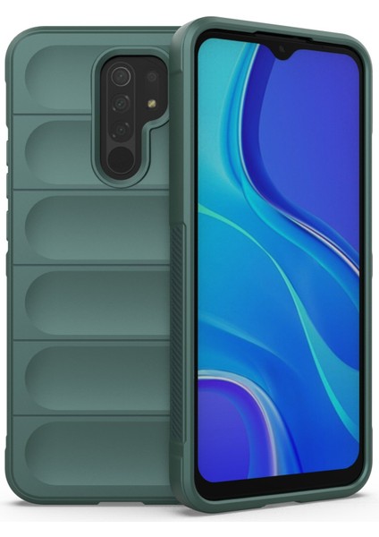 Xiaomi Redmi 9 Kılıf Arkası Bombeli Silikon Kapak - Koyu Yeşil