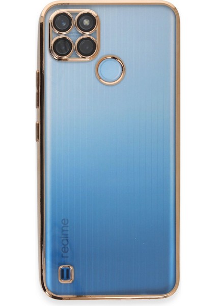 Realme C21Y Kılıf Kenarları Renkli Kamera Çıkıntılı Kapak - Gold