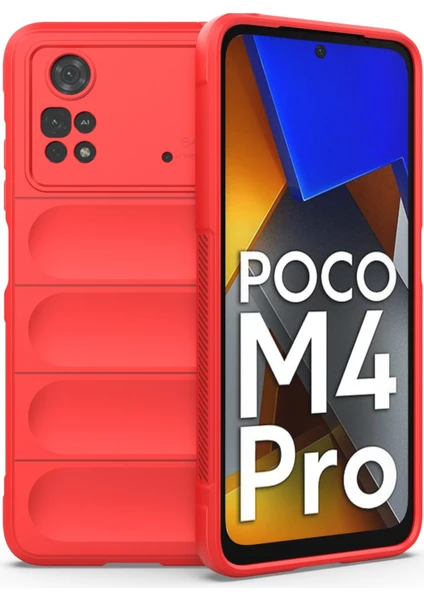 Xiaomi Poco M4 Pro 4g Kılıf Arkası Bombeli Silikon Kapak - Kırmızı