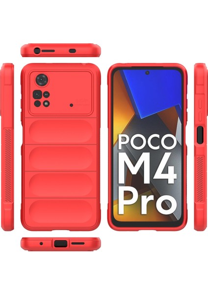 Xiaomi Poco M4 Pro 4g Kılıf Arkası Bombeli Silikon Kapak - Kırmızı