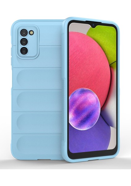 Samsung Galaxy A03S Kılıf Arkası Bombeli Silikon Kapak - Sky Blue