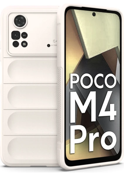 Xiaomi Poco M4 Pro 4g Kılıf Arkası Bombeli Silikon Kapak - Krem