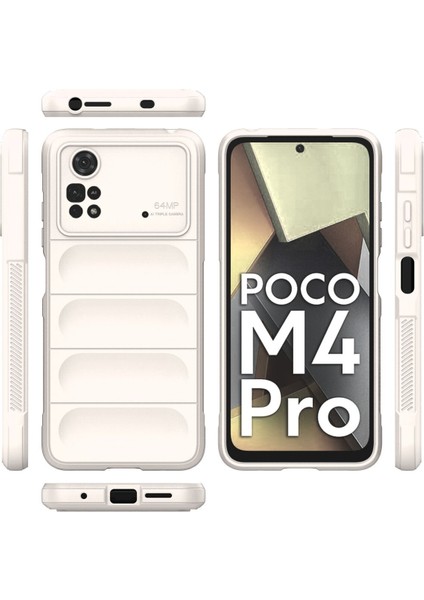 Xiaomi Poco M4 Pro 4g Kılıf Arkası Bombeli Silikon Kapak - Krem