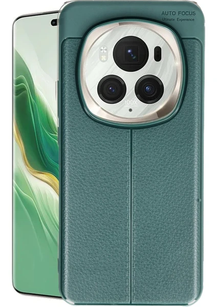 Denza Case Huawei Honor Magic 6 Pro Kılıf Deri Görünümlü Premium Kapak - Koyu Yeşil