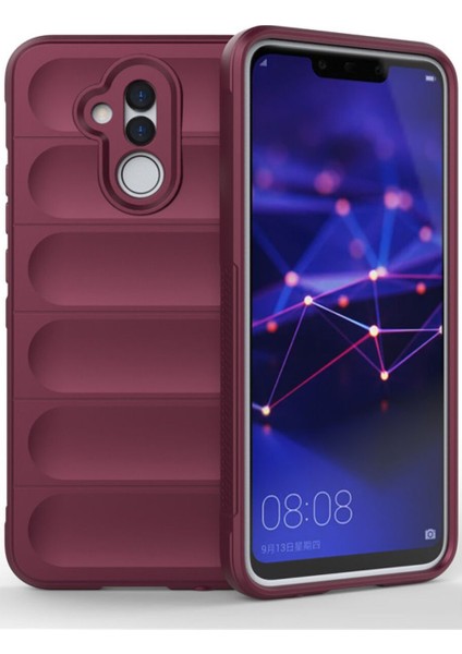 Huawei Mate 20 Lite Kılıf Arkası Bombeli Silikon Kapak - Bordo