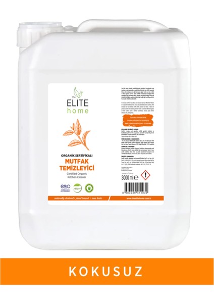 The Elite Home Organik Sertifikalı Mutfak Temizleyici 3 kg , Kokusuz