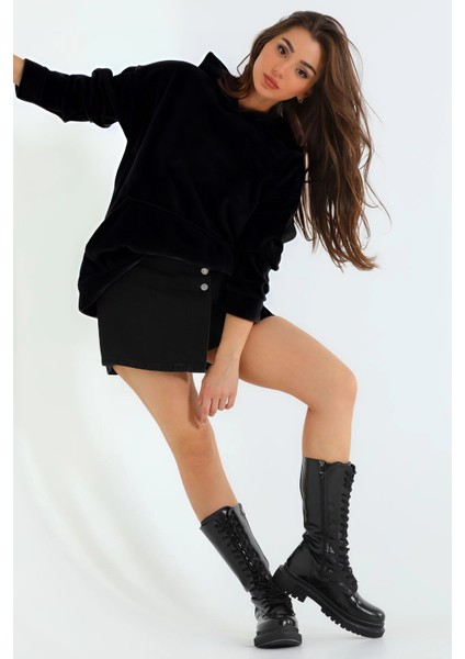 Kadın Basic 3 Iplik Hoodie Şardonlu Kapşonlu Içi Pamuklu Bol Kesim Okul Sweatshirt fiyatları