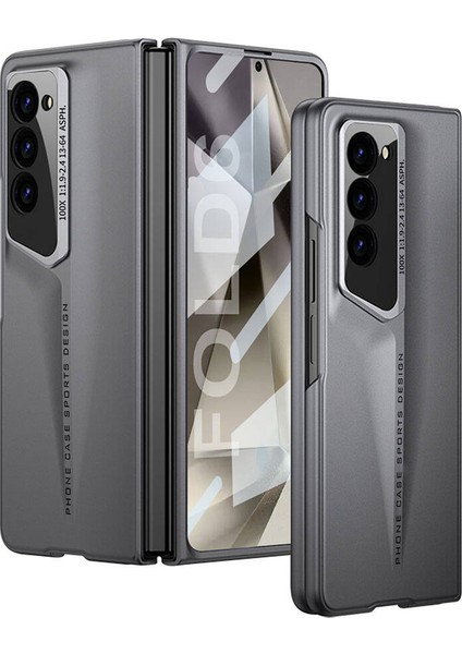 Galaxy Uyumlu Z Fold 6 Kılıf Ultra Ince Kamera Korumalı Sert Rubber Htstore Procase Kapak-Gri