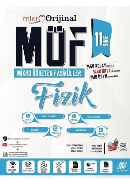 Orjinal Yayınları 11. Sınıf Fizik MÖF Mikro Öğreten Fasiküller