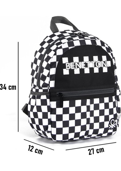 Anaokul Çantası Ayarlanabilir Omuz Askısı ile 34x27x12 cm Siyah Beyaz indirimleri