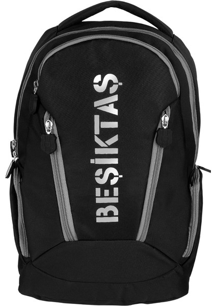 Beşiktaş Lisanslı Çapraz Fermuar Detaylı Siyah Sırt Çantası 24324