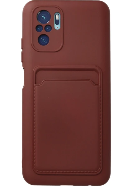 Denza Case Xiaomi Redmi Note 10S Kılıf Kartvizitli Silikon Kapak - Bordo