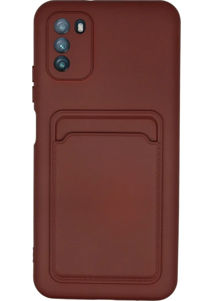 Denza Case Xiaomi Pocophone M3 Kılıf Kartvizitli Silikon Kapak - Bordo