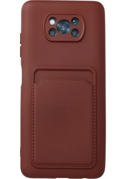 Denza Case Xiaomi Poco X3 Pro Kılıf Kartvizitli Silikon Kapak - Bordo