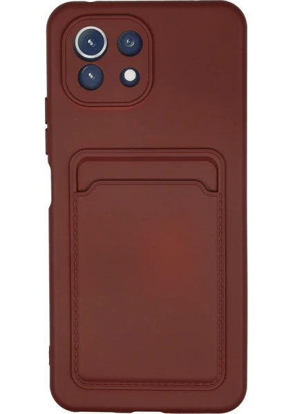 Denza Case Xiaomi Mi 11 Lite Kılıf Kartvizitli Silikon Kapak - Bordo