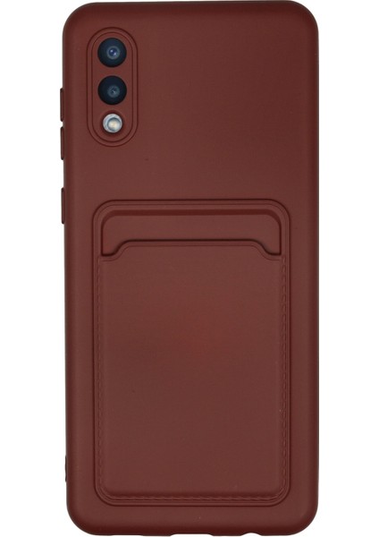 Denza Case Samsung Galaxy A02 Kılıf Kartvizitli Silikon Kapak - Bordo