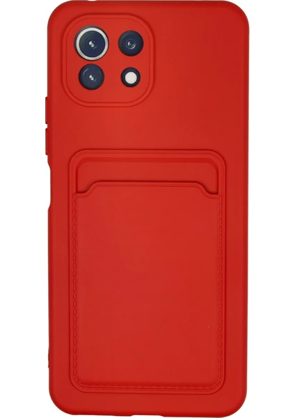 Denza Case Xiaomi Mi 11 Lite Kılıf Kartvizitli Silikon Kapak - Kırmızı