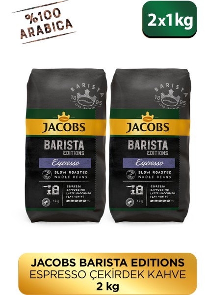 Barista Editions Çekirdek Kahve Espresso %100 Arabica  ( 1 kg x 2)