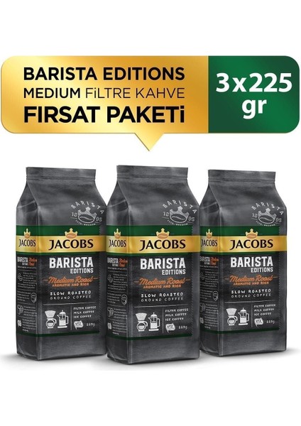 Barista Editions Filtre Kahve Medium Roast 225 gr x 3 Adet - Zengin ve Aromatik