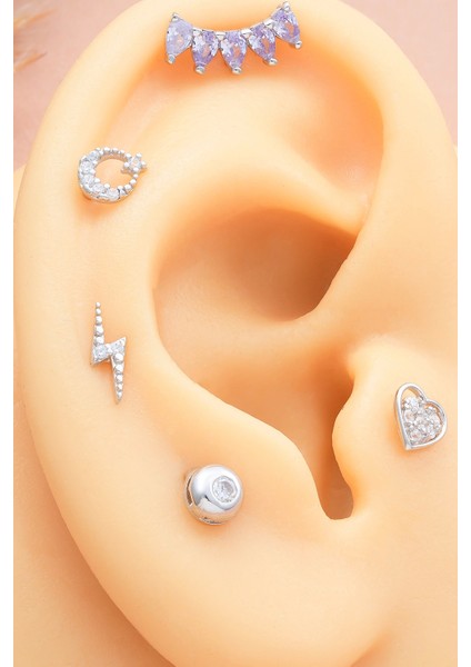 925 Ayar Markiz Taşlı Minimal Tragus Piercing
