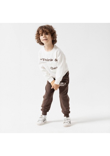 Minigimin Cicileri Iki Iplik Fırçalı Özel Kumaş Thınk & Get Baskılı 2 li takım - Kahverengi fiyatları