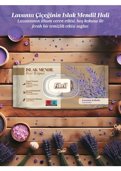 Yeni Lavanta Kokulu Islak Mendil 3X90 Pk 270 Yprk Doğal Esans , Geri Dönüştürülebilir Kumaş